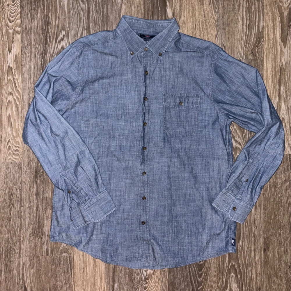 Vineyard Vines Blue Chambray Button Down Shirt Men’s Large